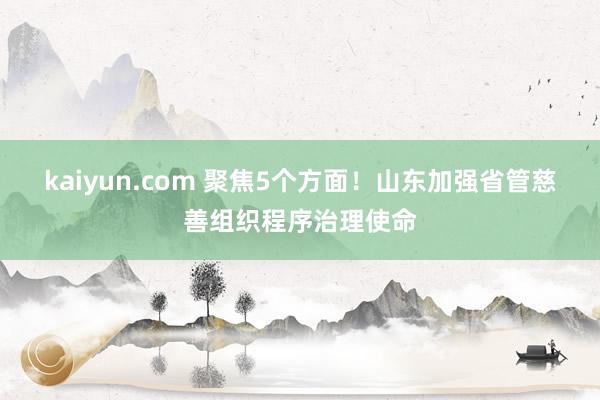 kaiyun.com 聚焦5个方面！山东加强省管慈善组织程序治理使命