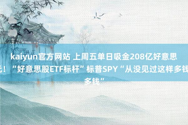 kaiyun官方网站 上周五单日吸金208亿好意思元！“好意思股ETF标杆”标普SPY“从没见过这样多钱”