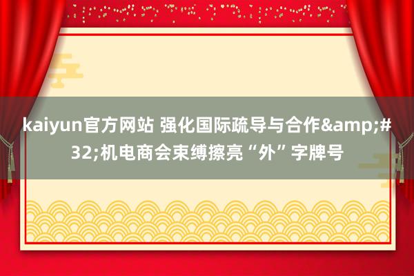 kaiyun官方网站 强化国际疏导与合作&#32;机电商会束缚擦亮“外”字牌号