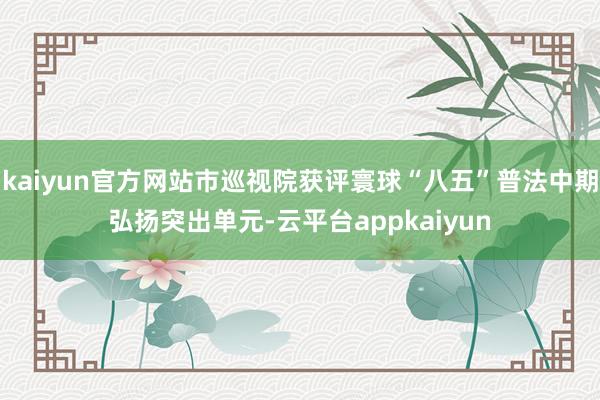kaiyun官方网站市巡视院获评寰球“八五”普法中期弘扬突出单元-云平台appkaiyun