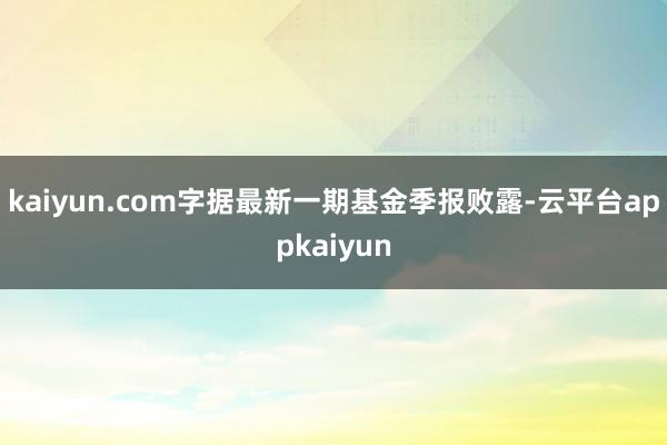 kaiyun.com字据最新一期基金季报败露-云平台appkaiyun