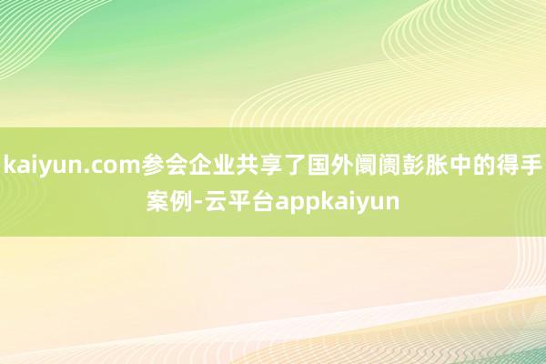 kaiyun.com参会企业共享了国外阛阓彭胀中的得手案例-云平台appkaiyun