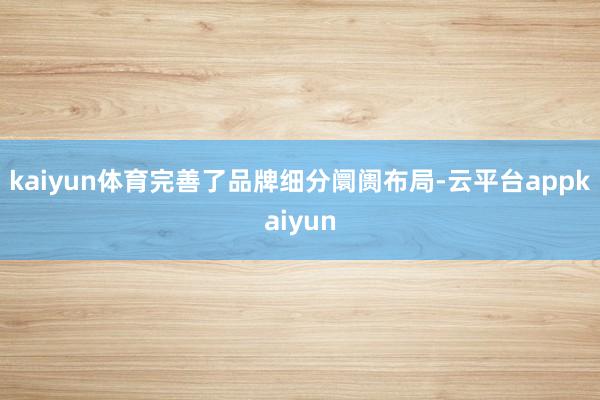 kaiyun体育完善了品牌细分阛阓布局-云平台appkaiyun