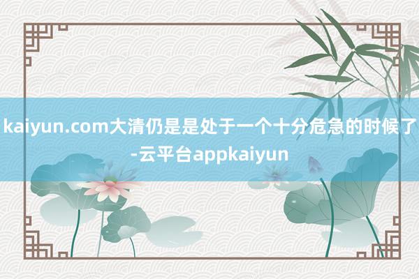 kaiyun.com大清仍是是处于一个十分危急的时候了-云平台appkaiyun
