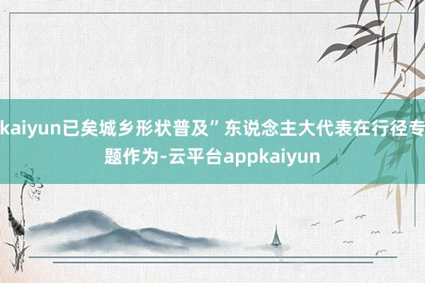 kaiyun已矣城乡形状普及”东说念主大代表在行径专题作为-云平台appkaiyun